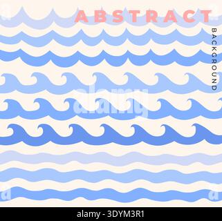 Set of stylized ocean waves. Decorative element-flat wave lines with flowing motion. Water pattern set. Summer sea textiles, marine or beach fabric.Ocean or sea themed background designs. Vector Stock Vector