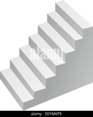 Isometric staircase illustration in grey tones. Clean vector concept. Stock Vector