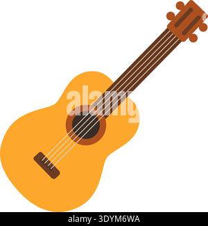 Classical acoustic guitar. Flat vector illustration of musical instrument for Mexican music and culture designs Stock Vector