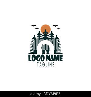 wild Bear logo design vector premium, emblem logo vintage illustration Stock Vector