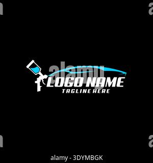 car paint logo illustration graphic vector of auto car painting with spray gun logo design template Stock Vector
