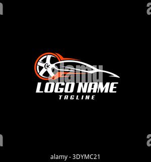 car with wheel logo design vector Stock Vector
