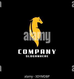 feather horse logo design vector Stock Vector