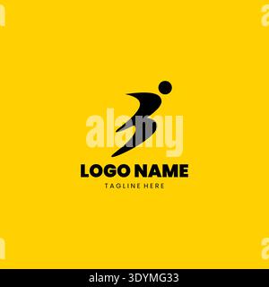 Vector logo design of the initial letter B running. Stock Vector