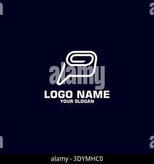 Initial Letter P Paper Clip logotype typography Lettering Monogram logo design Stock Vector