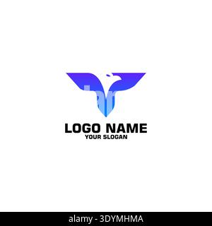 Initial T monogram letter alphabet with Eagle head negative space symbol. Creative Eagle head vector illustration. Modern logo design for business, an Stock Vector