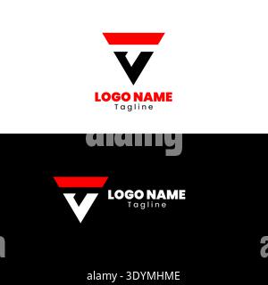 Letter VT or TV triangle unique logo design concept vector template Stock Vector