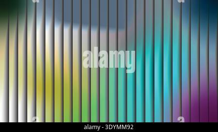 Gradient Vertical Stripes with Prismatic Light Diffusion Over Vertical Metal Background -Background metallic background Stock Vector