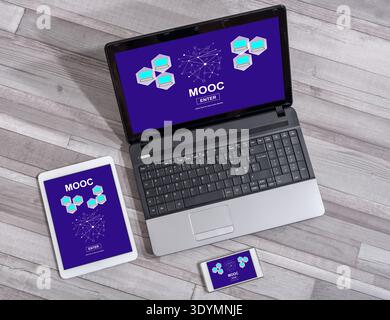 Mooc concept shown on different information technology devices Stock Photo