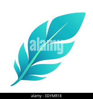 Digital design of a feather in blue colors Stock Vector
