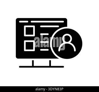 This image features a computer screen displaying a user profile interface with minimalist design elements, ideal for illustrating modern digital commu Stock Vector