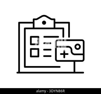 This vector illustration features a medical checklist and a prescription pad, ideal for healthcare and administrative use in clinics and hospitals. Stock Vector