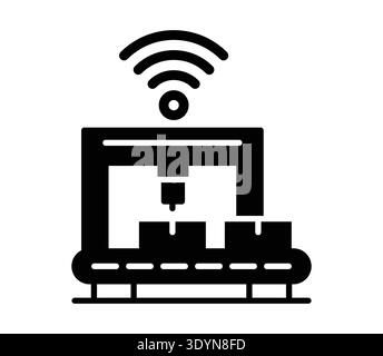 This image represents a modern factory concept showcasing automation and wireless technology. It highlights the innovative approach to manufacturing a Stock Vector
