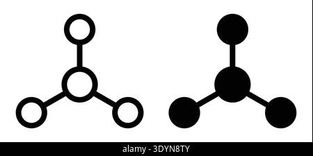 Black and White Chemical Structure Icons Representing Molecular Models Stock Vector