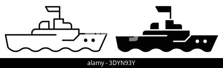 This graphic features contrasting black and white ship icons, perfect for maritime-themed projects. Ideal for transport or nautical designs. Stock Vector