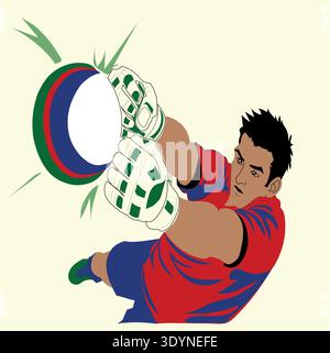 Goalkeeper saving the ball – football tournament illustration – soccer goalie action. Stock Vector