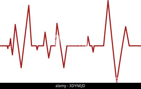 Part of heartbeat diagram. ECG chart isolated on white background. Pulse or cardiac rhythm red line. Cardio monitoring sign. Health care symbol Stock Vector