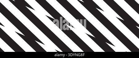 Repeating black and white zigzag lines. Thunderbolt background. Lightning, electricity or flash light wallpaper. Jagged stripes pattern. Simple manga Stock Vector