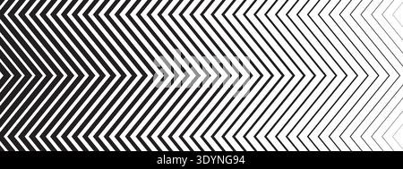 Repeated zigzag lines with different thickness and faded gradient effect. Minimalistic dynamic background. Simple abstract jagged striped print Stock Vector