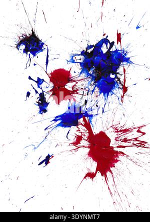 red and blue paint splash on white background Stock Photo
