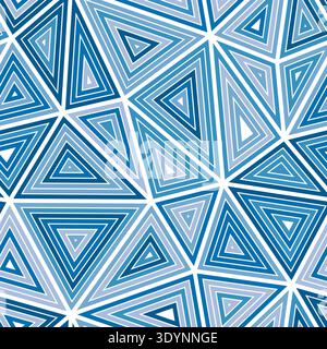 Triangles background. Big shape size. Multiple repeated inner triangles. Multicolored style. Repeatable pattern. Beautiful vector tiles. Stock Vector
