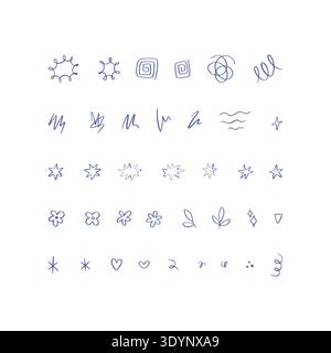 Hand drawn abstract line art vector set Stock Vector