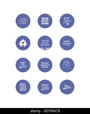 World Autism Awareness Day badges vector set Stock Vector