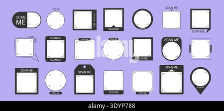 Scan QR code by phone for quick payment now. CTA button in square Frame. Modern mobile app design with business Scanner. Minimalist Vector Stock Vector