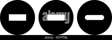 Black circular remove vector icons with minus signs with multiple style variants for UI and UX navigation controls. Stock Vector