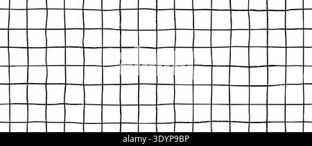 Seamless hand drawn square grid pattern. Repeated doodled checkered background. Sketched thin checker paper texture. Lined planer page wallpaper. Wide drawn journal sheet notebook template. Vector Stock Vector