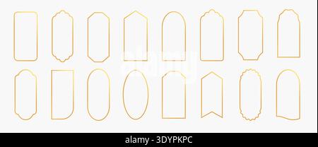 Elegant simple geometric gold thin gold frames. Golden square logo or template design element. Wedding invitations,flyers, invitations, banners border Stock Vector