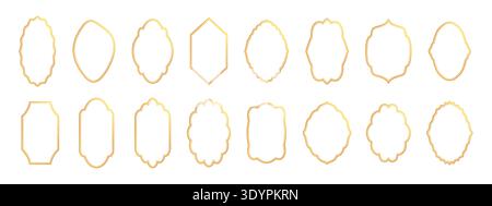 Elegant simple geometric gold thin gold frames. Golden square logo or template design element. Wedding invitations,flyers, invitations, banners border Stock Vector