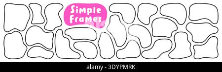 Wavy organic black and white rectangle frames. Stock Vector