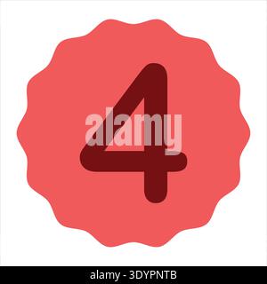 Colorful Number Four Vector Illustration. Designed for education, counting concepts, infographics, branding and digital media projects. Stock Vector