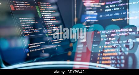 Futuristic AI Coding and Software Development Concept with 2026 Numbers and Source Code Stock Photo