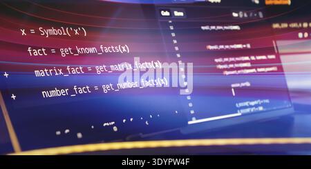 Abstract Neon Motion Blur Programming Interface with Source Code Lines and Futuristic Software Development Stock Photo