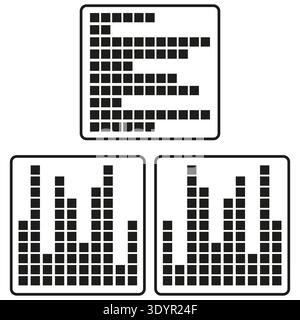 Electronic frequency equalizer icon. Professional melody music symbol. Atmospheric audio sound Vector. Detailed digital signal chart. EPS 10. Stock Vector
