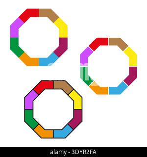 Sophisticated octagonal border icons. Geometrical frame Vector. Symmetrical colorful symbols. Accurate style representations. EPS 10. Stock Vector