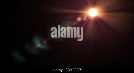 Sun Light Overlay. Sun rays overlay. Sun rays light isolated on black background, overlay design. transparent sunlight special lens light effect. abst Stock Photo