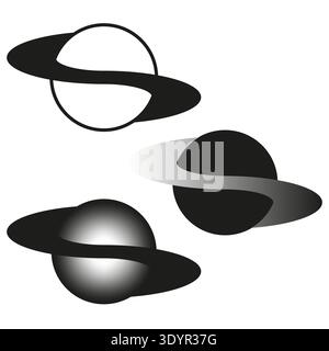 Extraordinary planet symbols. Exceptional astronomical spheres. Magnificent galactic Vector. Sophisticated celestial bodies. EPS 10. Stock Vector