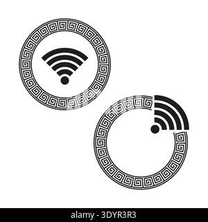 Extraordinary Wi Fi icons. Sophisticated internet symbols. Professional connectivity Vector. Magnificent borders ornament. EPS 10. Stock Vector