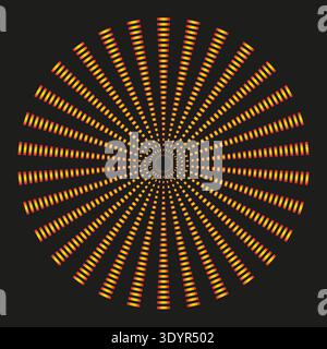 Radial burst pattern. Orange gradient Vector. Circular shape detail. Dark background theme. Manual vector only. No autotrace used. EPS 10. Stock Vector