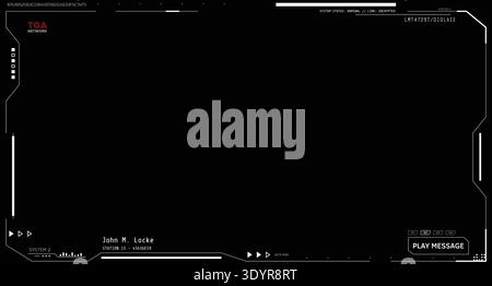 Futuristic white UI video overlay Stock Vector