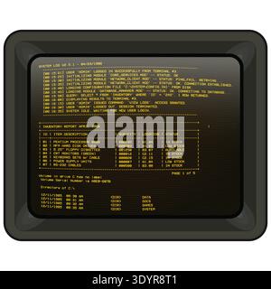 Retro 80-s amber monitor with curvature Stock Vector