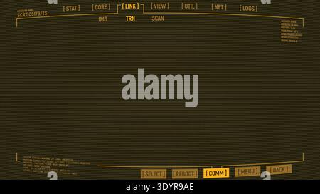 Retro futuristic amber UI overlay with CRT effect Stock Vector