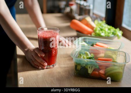 Vegetable juice and fresh ingredients diet nutrition planning Stock Photo