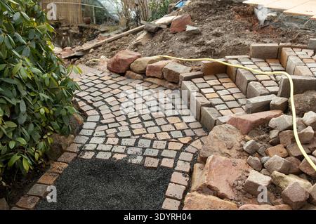 Gartentreppe, Gartenweg; Bau, Treppe Stock Photo