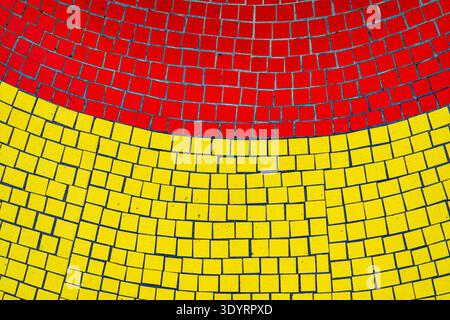 Red and yellow mosaic tile pattern, Lithuania Stock Photo