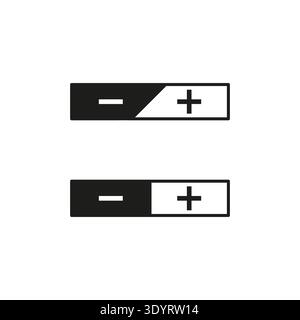 Battery polarity icon. Plus minus symbol. Energy charge Vector. Power level sign. EPS 10. Stock Vector