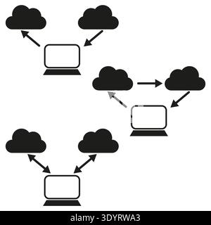Computer network pattern. Cloud sync system. Digital connection Vector. Black server group. EPS 10. Stock Vector